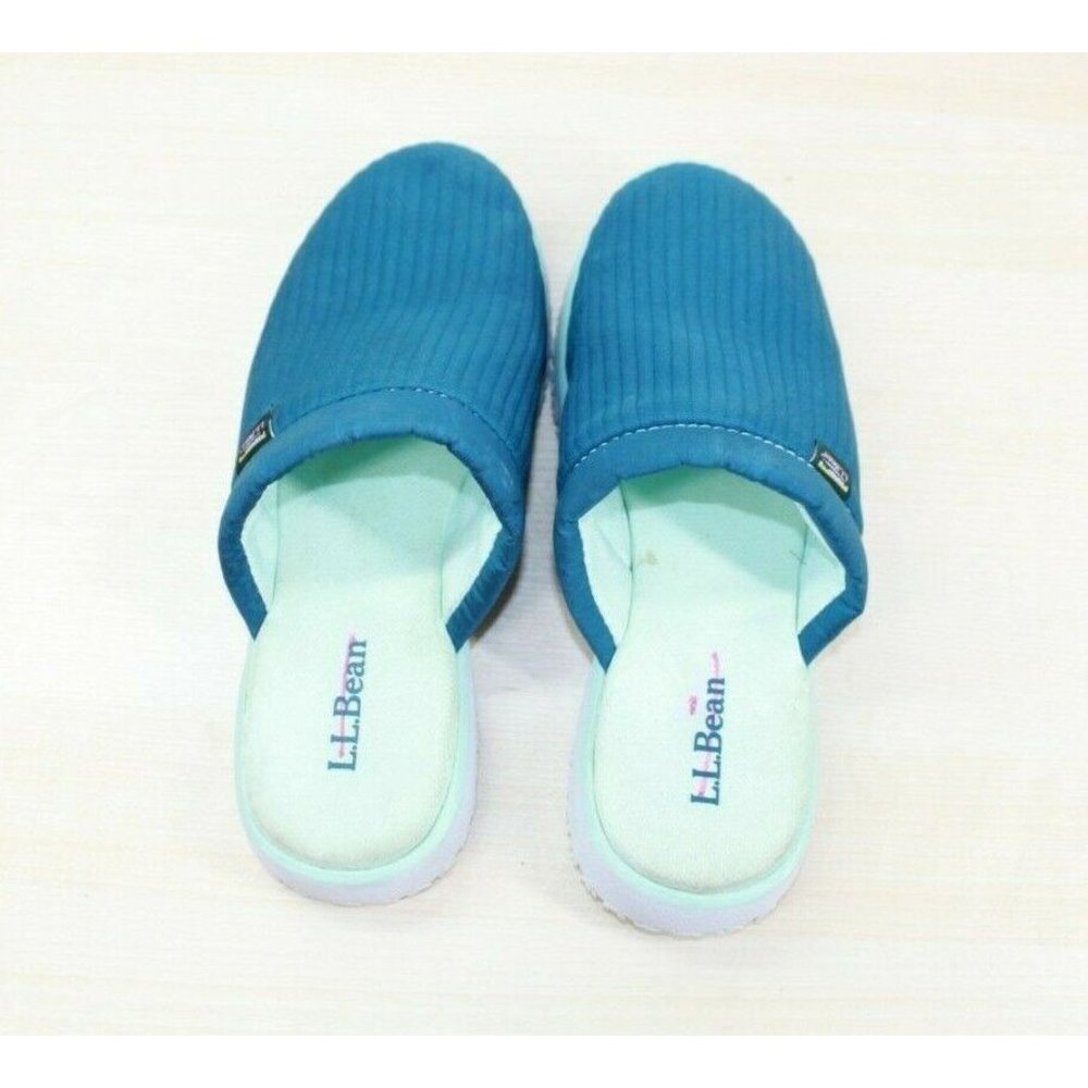 LL Bean Blue Mesh Cozy Super Soft Airlight Slipper Scuffs Size 6 M - Picture 8 of 9